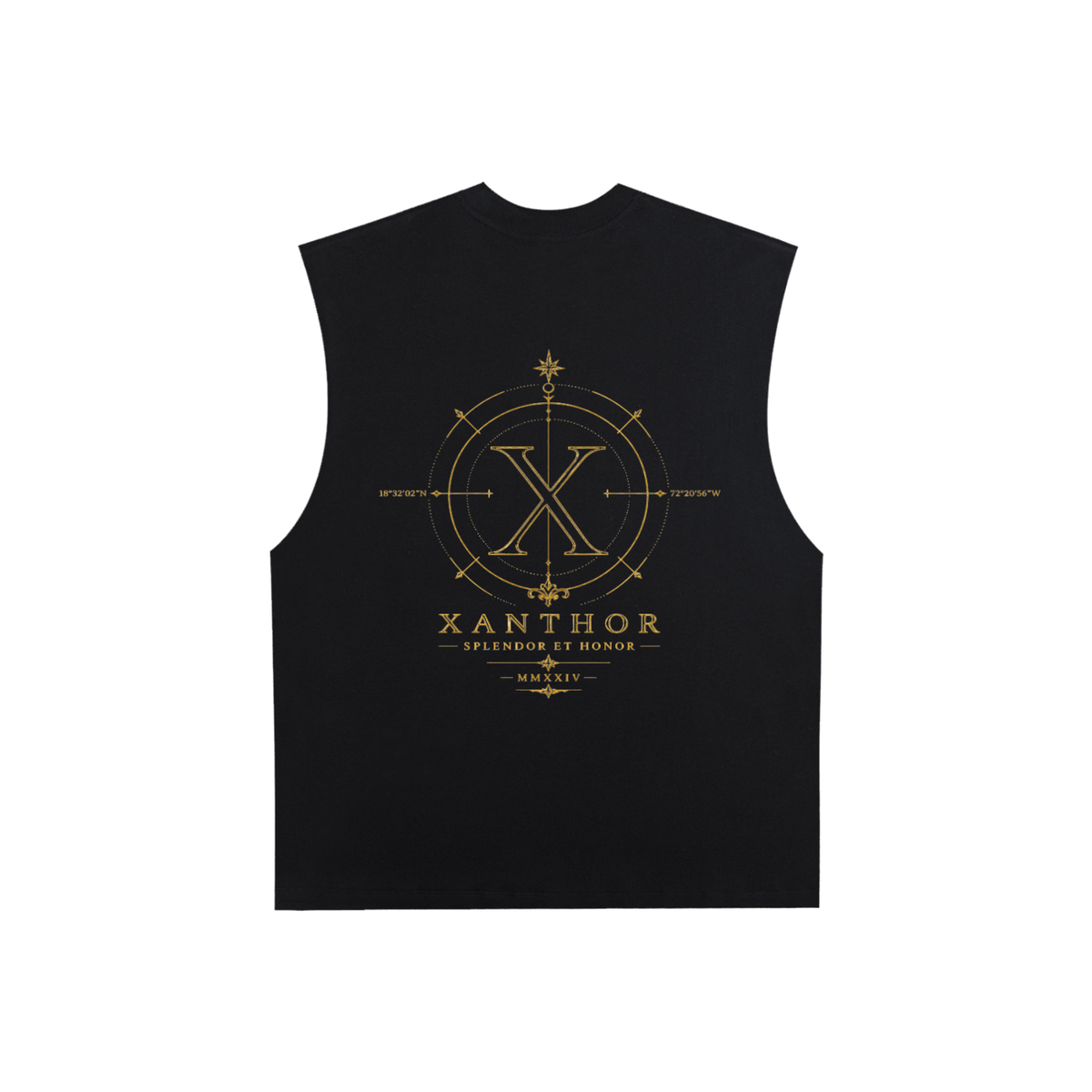 xanthor,luxery,minimalist,premium,black,gold,sleeveless,unisex,streetwear,modern,beliebt,Tanktop