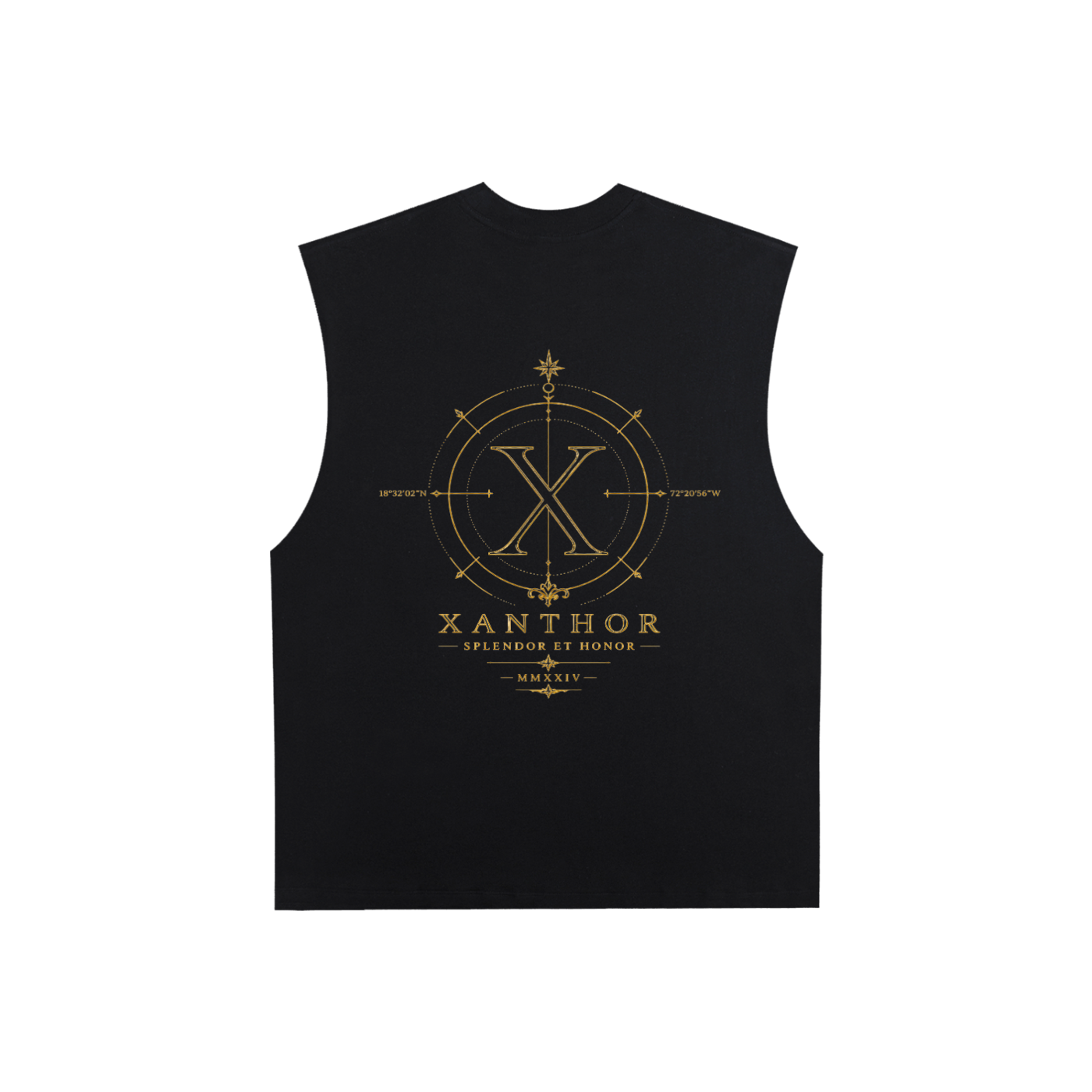 xanthor,luxery,minimalist,premium,black,gold,sleeveless,unisex,streetwear,modern,beliebt,Tanktop
