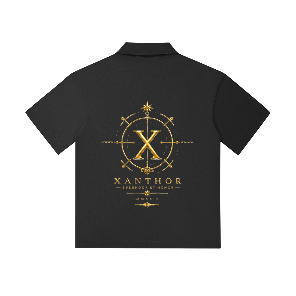 xanthor,polo,dropshoulder,oversized,premium,shirt,black,minimal,luxury,streetwear,unisex